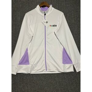 Foot joy nbc golf full zip pullover womens white/purple midlayer size XL